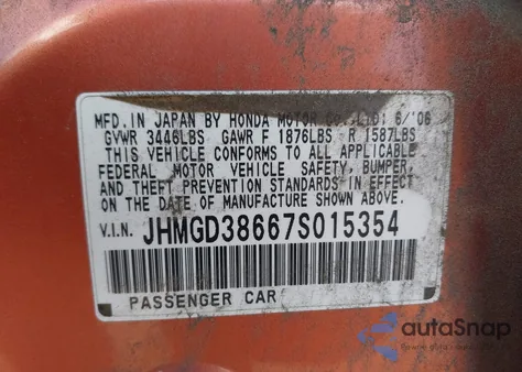 2007 Honda Fit Sport from USA, damaged, VIN JHMGD38667S015354
